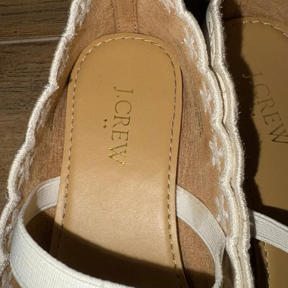 J. Crew Girls Scallop Ballerina Slipper Cream Slip On Dress Shoes Size 13